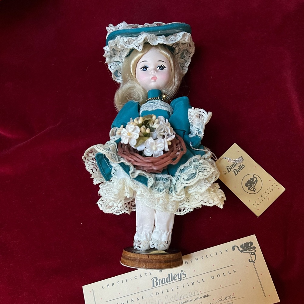 Vintage “Miss Emerald” 8” Tall Doll. May Birthday. By Bradley Collectible Dolls.